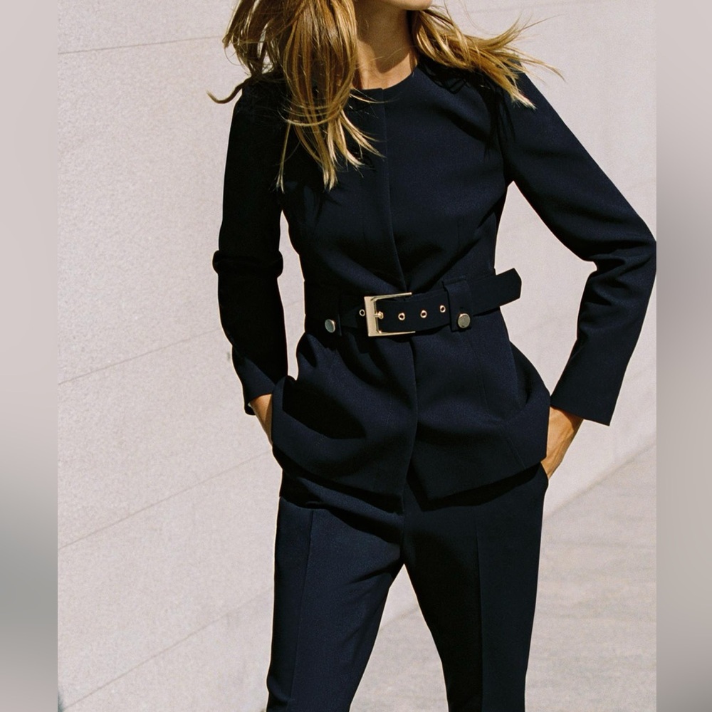 Zara Black Belted Blazer and pant SET